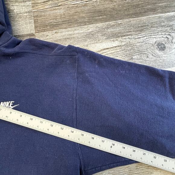 Vintage 80s 90s Nike Blue Mens Large Hoodie Chest Embroidered Logo Swoosh Hoodie - Picture 10 of 10